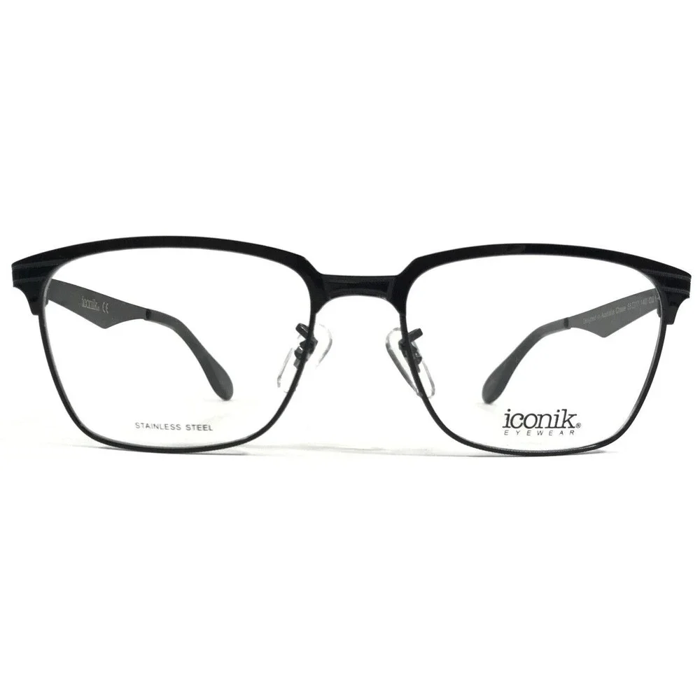 Iconik Eyeglasses Frames Chase C01 Black Square Full Rim 56-17-140